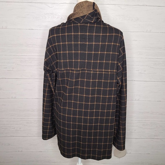 Anthropologie Sanctuary Black & Brown Check Draped Cardigan - Picture 3 of 12